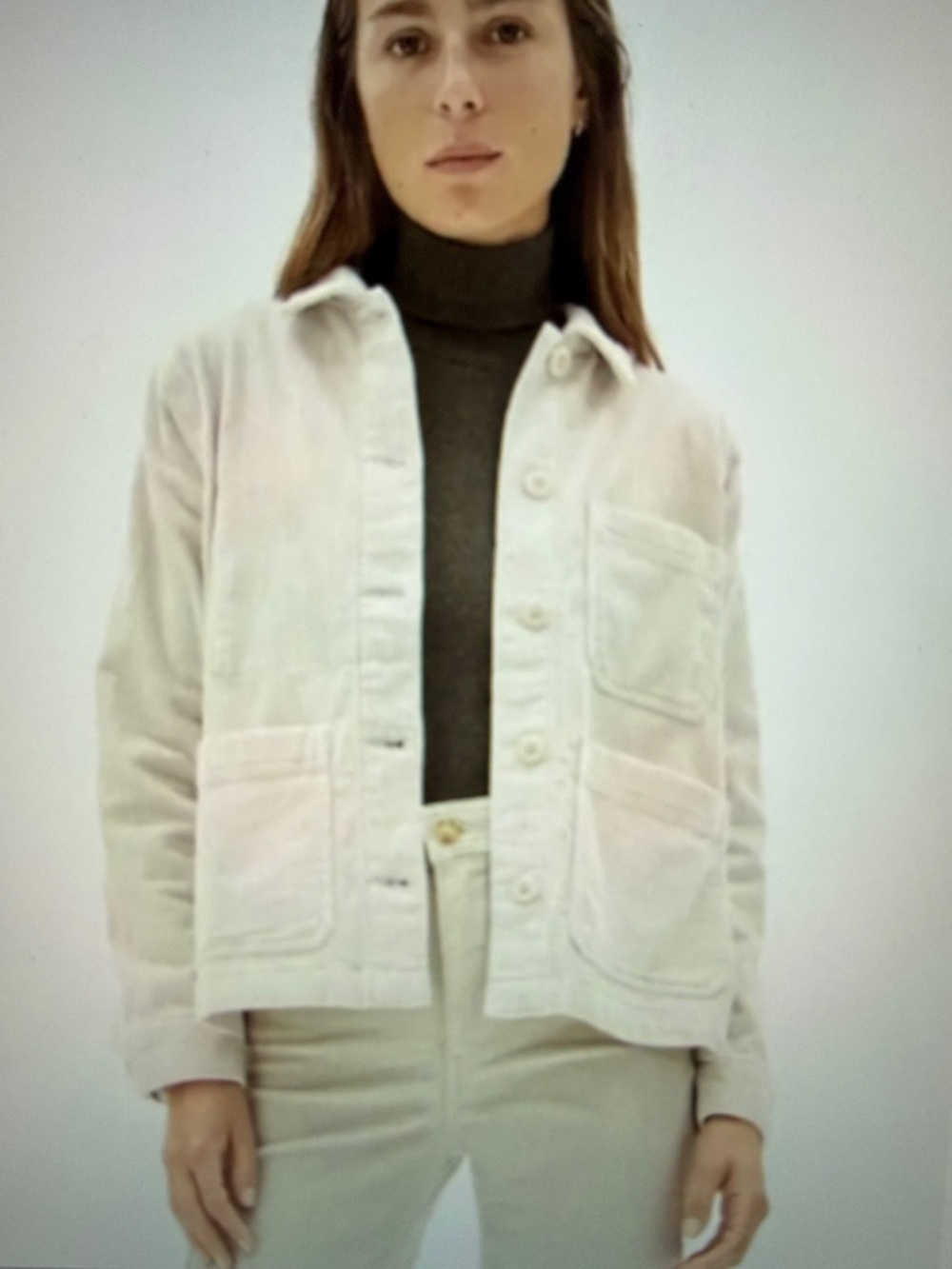 Everlane Cream Corduroy Button-Front Jacket